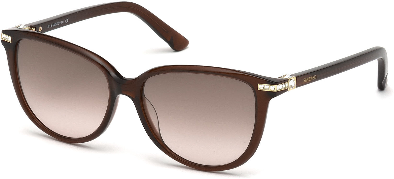 Swarovski SK0077 Edith Round Sunglasses 48F-48F - Shiny Dark Brown / Gradient Brown