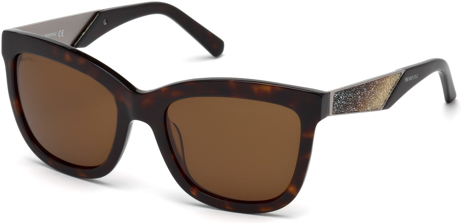 Swarovski SK0125 Square Sunglasses 52E-52E - Dark Havana / Brown