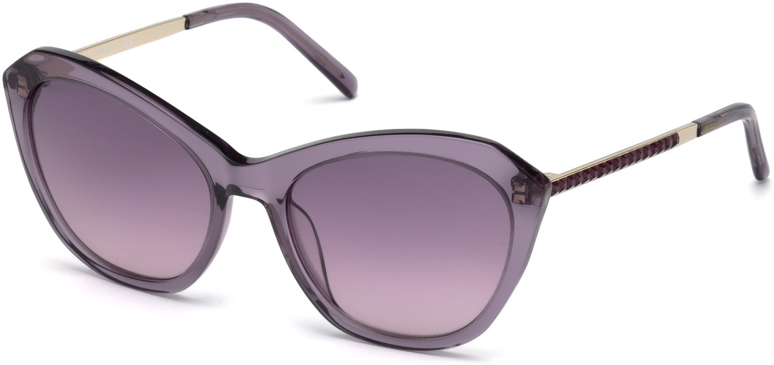 Swarovski SK0143 Cat Sunglasses 81Z-81Z - Shiny Violet / Gradient Or Mirror Violet Lenses