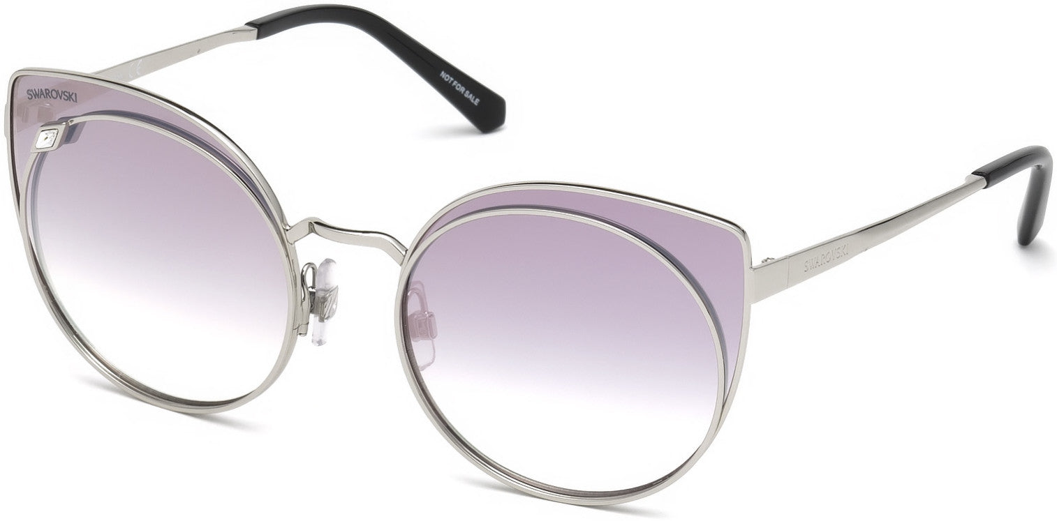 Swarovski SK0173 Cat Sunglasses 16C-16C - Shiny Palladium / Smoke Mirror Lenses