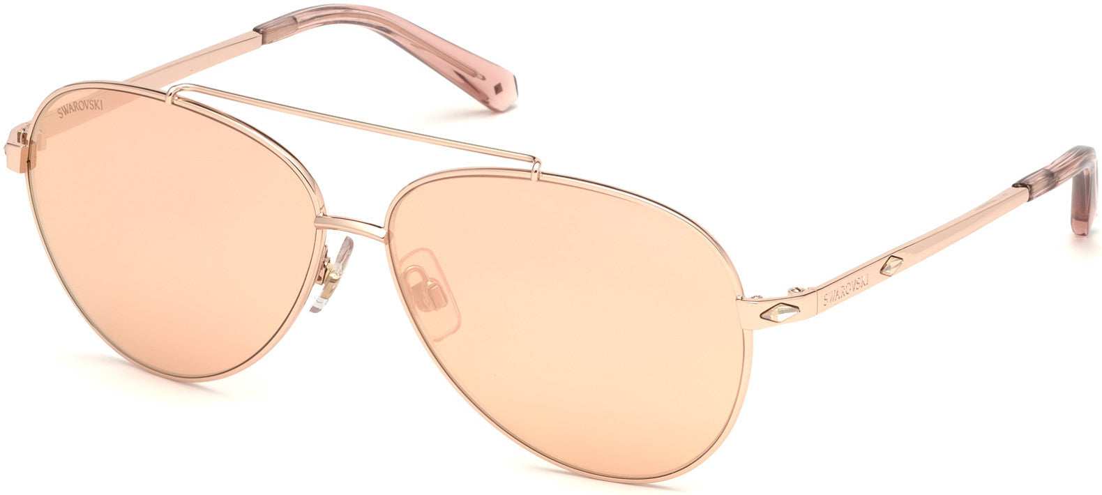 Swarovski SK0194 Pilot Sunglasses 28U-28U - Shiny Rose Gold / Bordeaux Mirror Lenses
