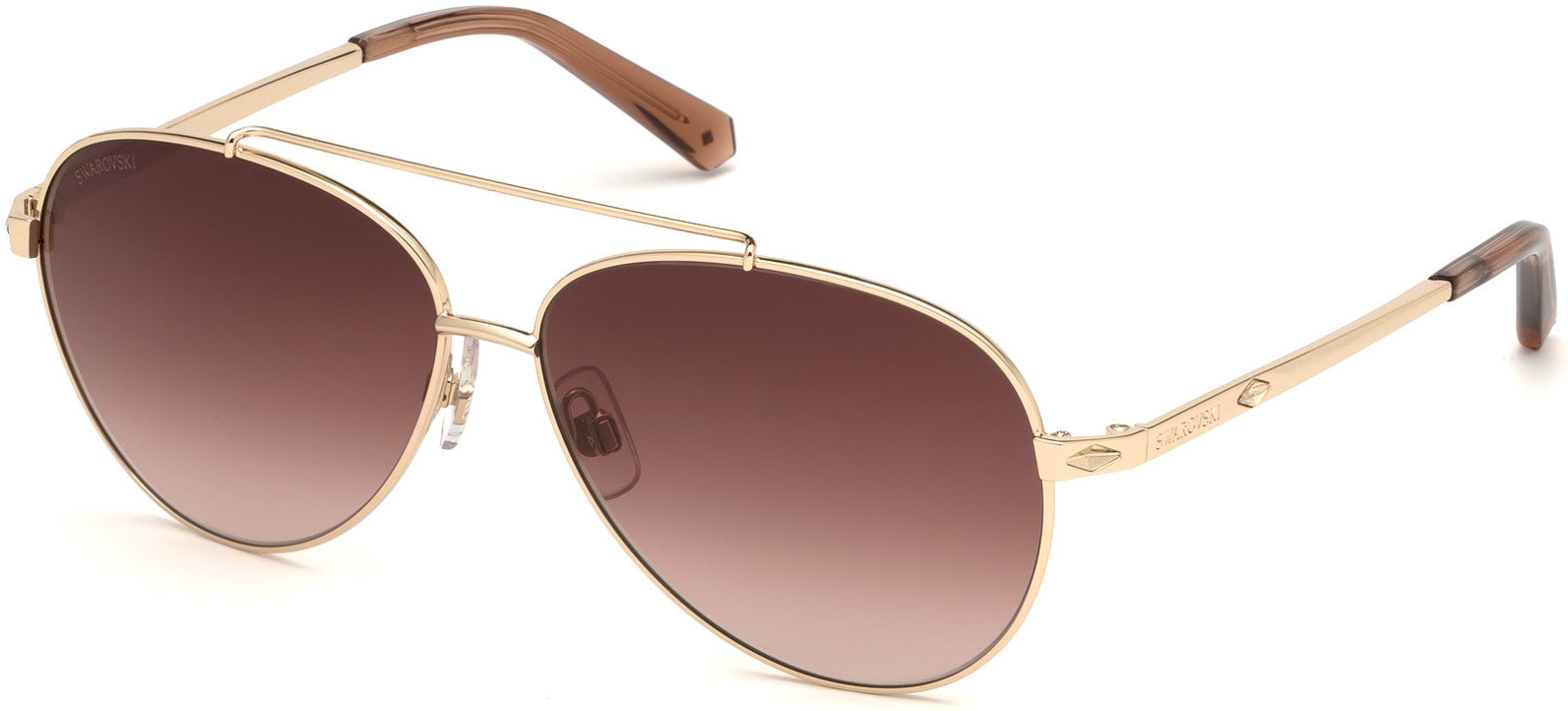 Swarovski SK0194 Pilot Sunglasses 32F-32F - Gold / Gradient Brown Lenses
