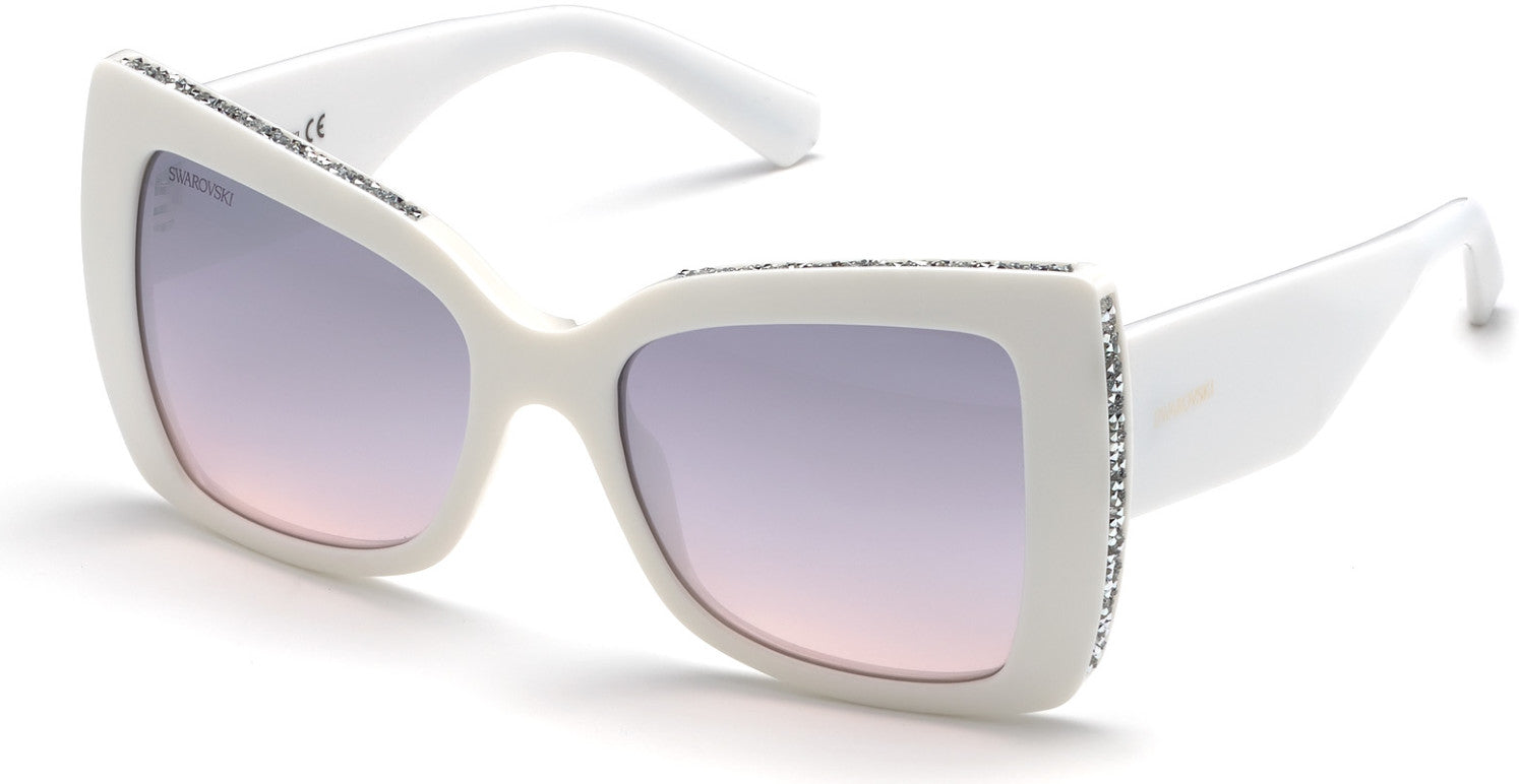 Swarovski SK0203 Butterfly Sunglasses 21T-21T - White / Gradient Bordeaux Lenses