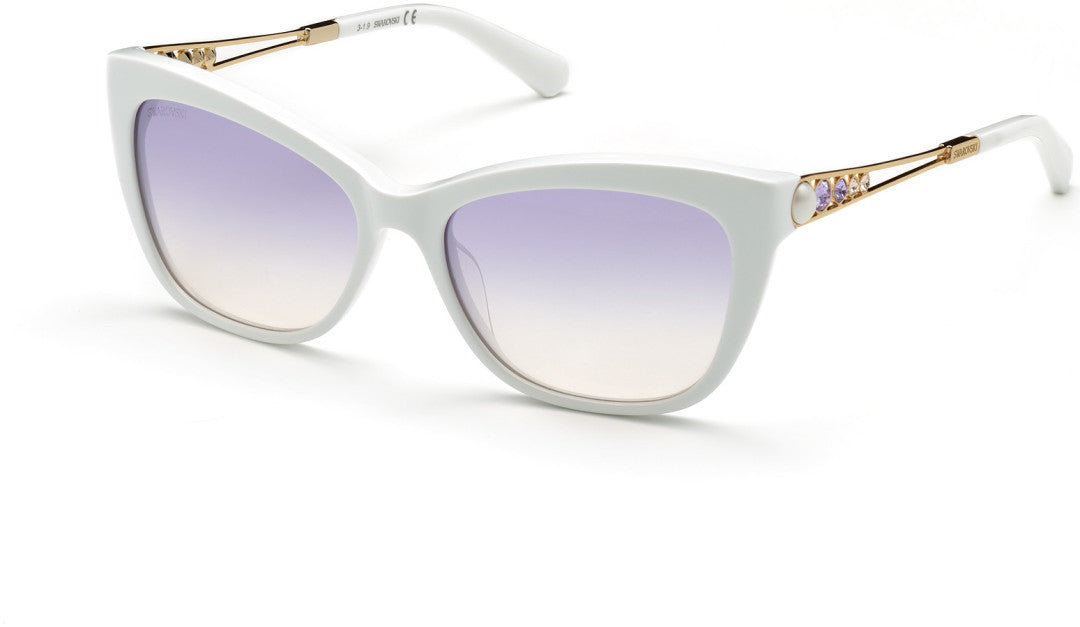 Swarovski SK0262 Butterfly Sunglasses 21Z-21Z - White / Gradient Or Mirror Violet Lenses