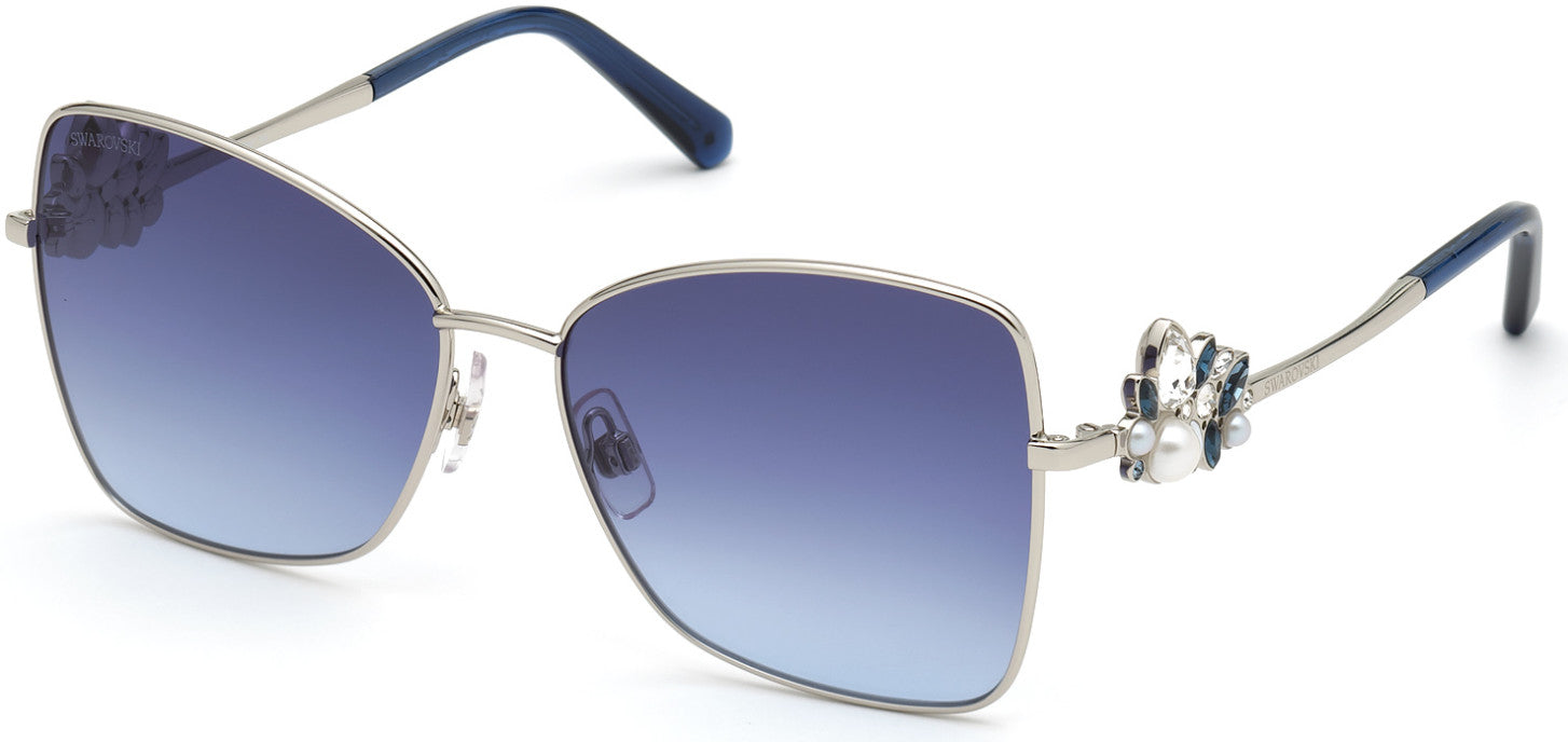Swarovski SK0277 Butterfly Sunglasses 16W-16W - Shiny Palladium / Gradient Blue