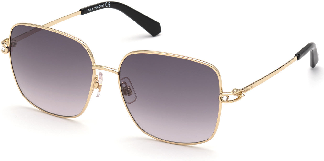 Swarovski SK0313 Square Sunglasses 32B-32B - Gold / Gradient Smoke