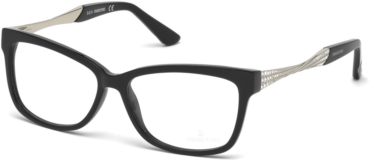 Swarovski SK5145 Francesca Square Eyeglasses 001-001 - Shiny Black