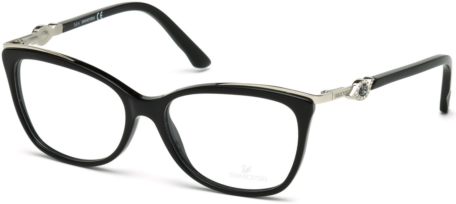 Swarovski SK5151 Faith Rectangular Eyeglasses 001-001 - Shiny Black