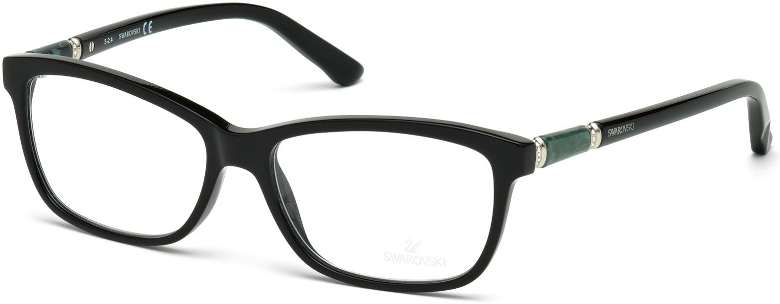 Swarovski SK5158 Flame Rectangular Eyeglasses 001-001 - Shiny Black