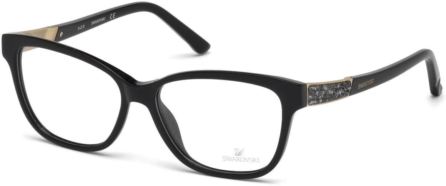 Swarovski SK5171 Grey Square Eyeglasses 001-001 - Shiny Black