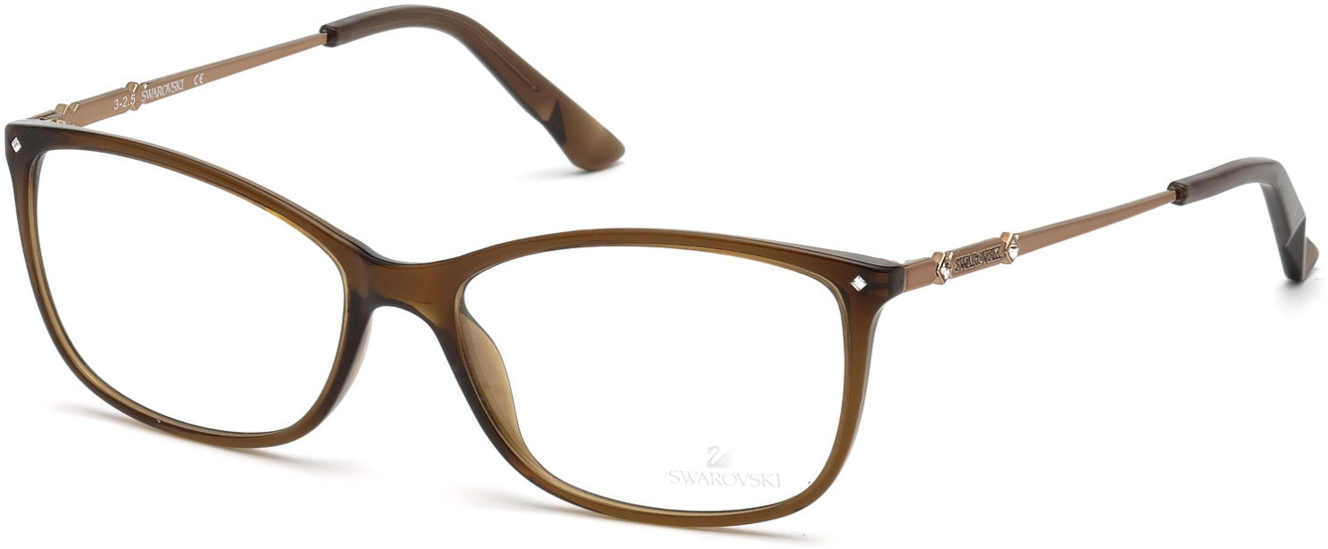 Swarovski SK5179 Glen Rectangular Eyeglasses 045-045 - Shiny Light Brown