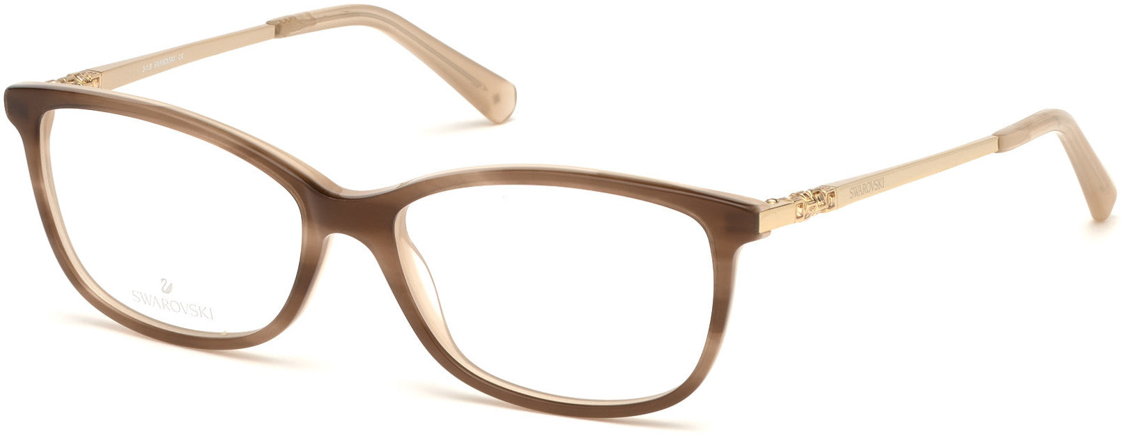 Swarovski SK5285 Rectangular Eyeglasses 047-047 - Light Brown
