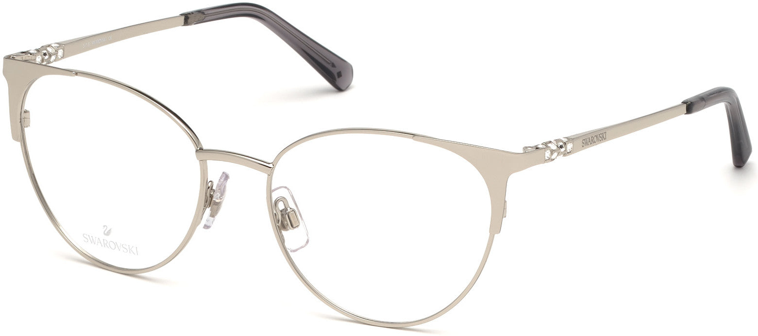 Swarovski SK5286 Round Eyeglasses 016-016 - Shiny Palladium