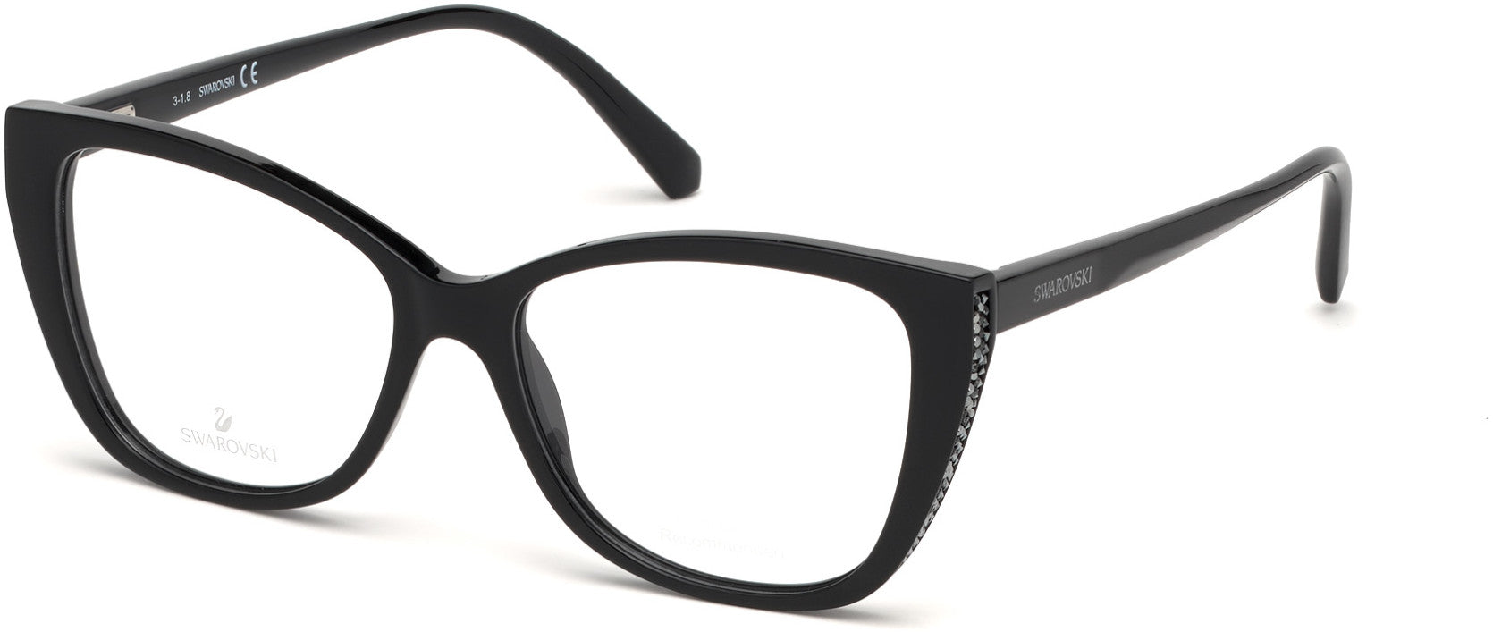 Swarovski SK5290 Square Eyeglasses 001-001 - Shiny Black