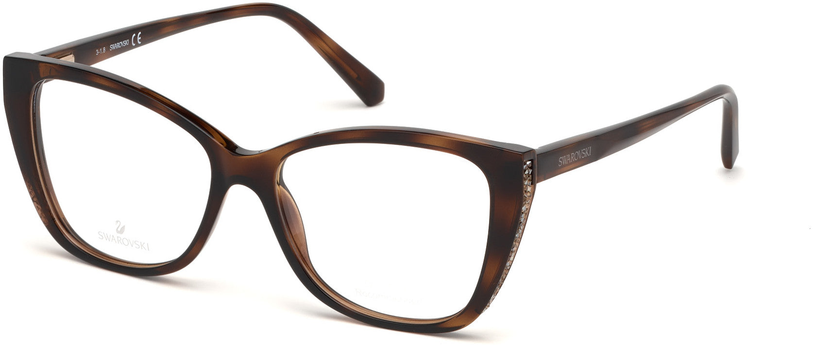 Swarovski SK5290 Square Eyeglasses 052-052 - Dark Havana