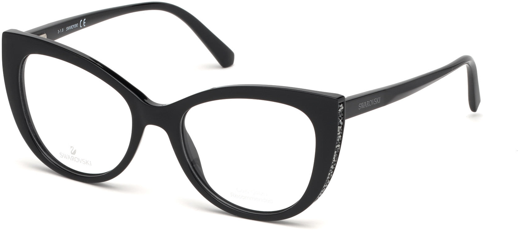 Swarovski SK5291 Cat Eyeglasses 001-001 - Shiny Black
