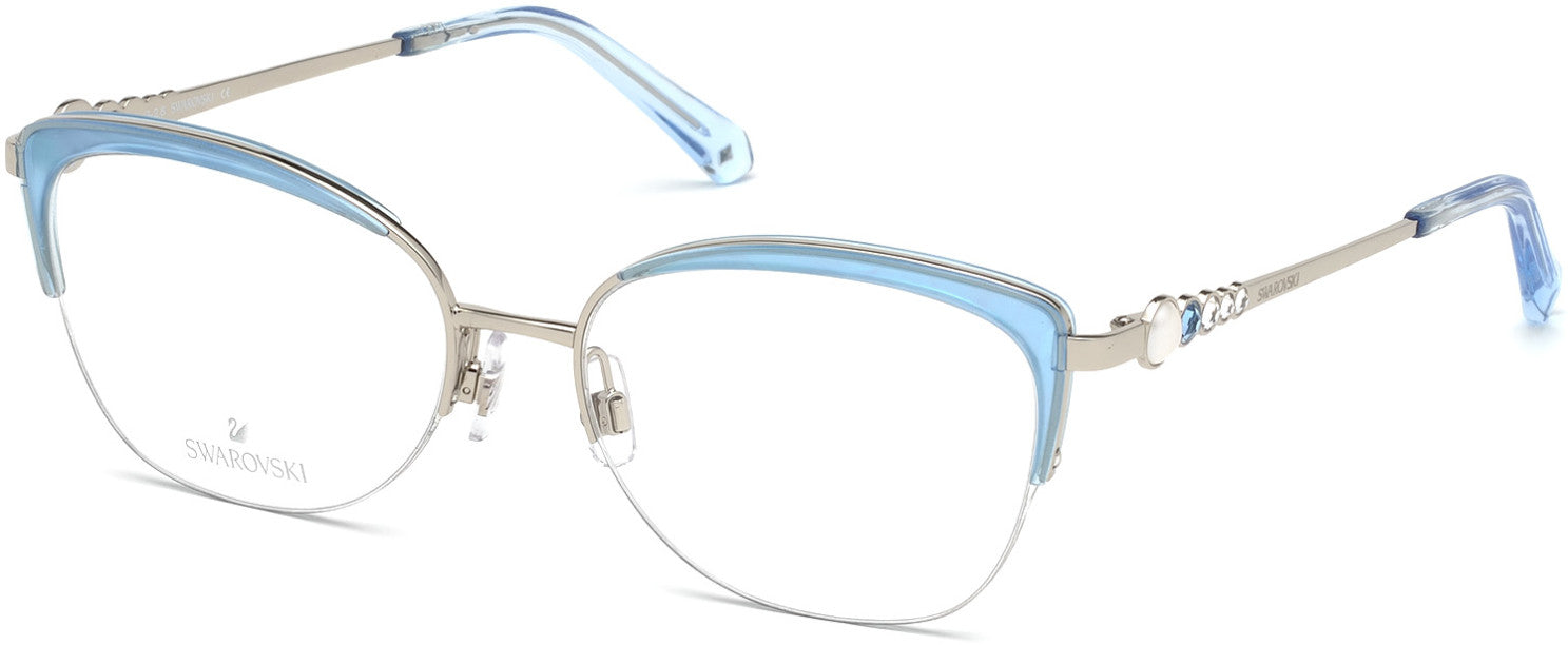 Swarovski SK5307 Butterfly Eyeglasses 16A-16A - Shiny Palladium / Smoke
