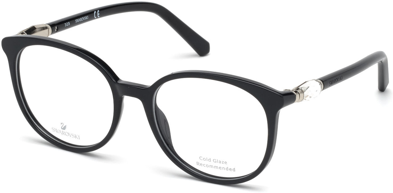 Swarovski SK5310 Round Eyeglasses 001-001 - Shiny Black