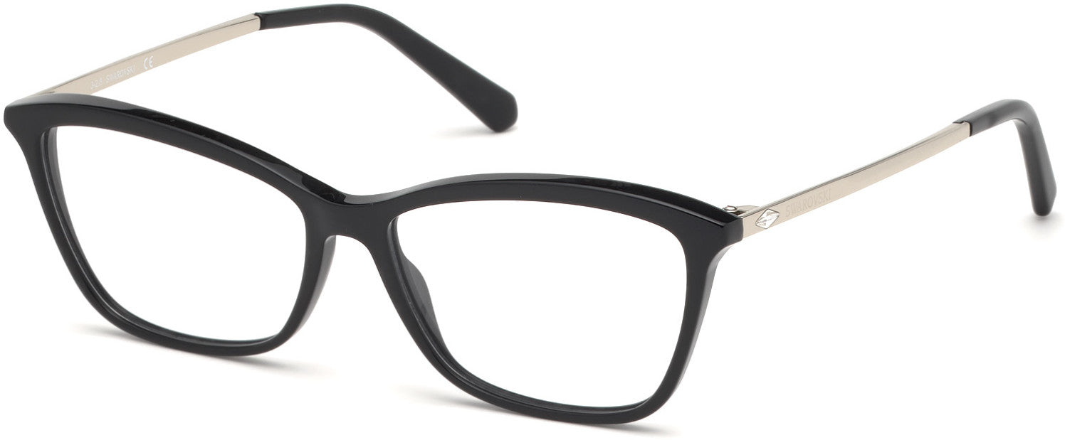 Swarovski SK5314-F Rectangular Eyeglasses 001-001 - Shiny Black