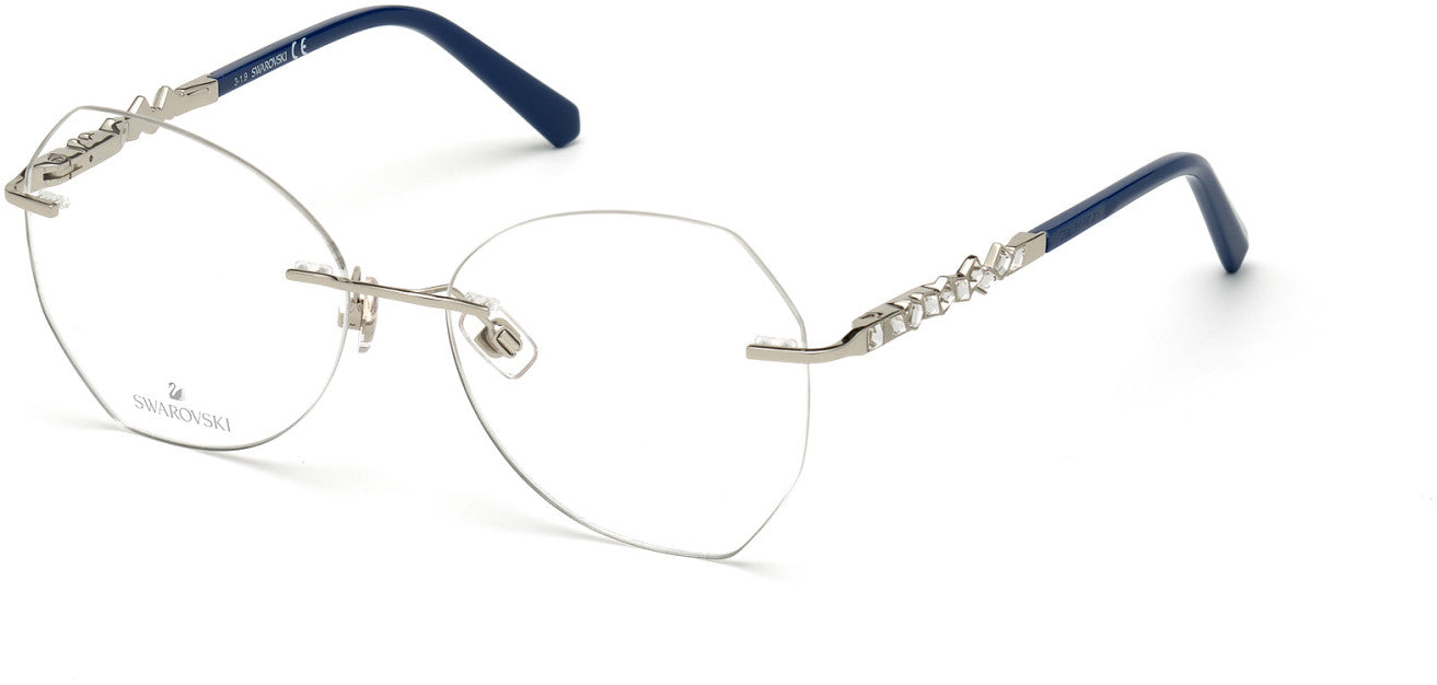 Swarovski SK5345 Geometric Eyeglasses 016-016 - Shiny Palladium
