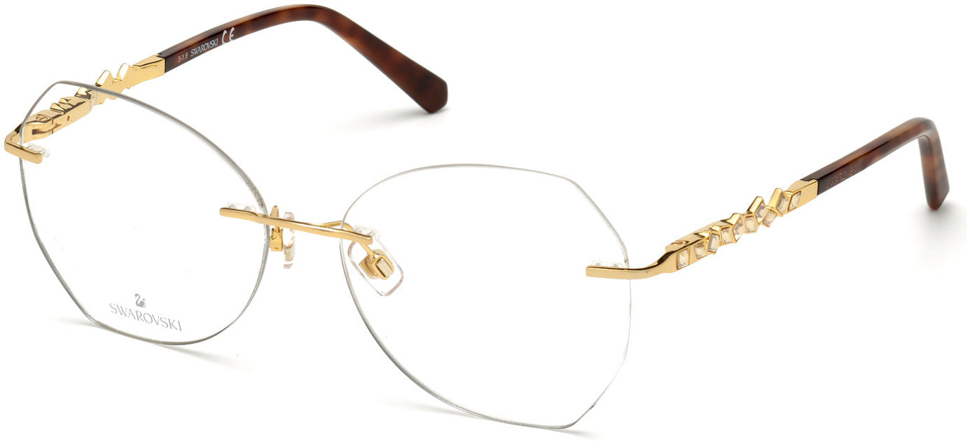 Swarovski SK5345 Geometric Eyeglasses 030-030 - Shiny Deep Gold