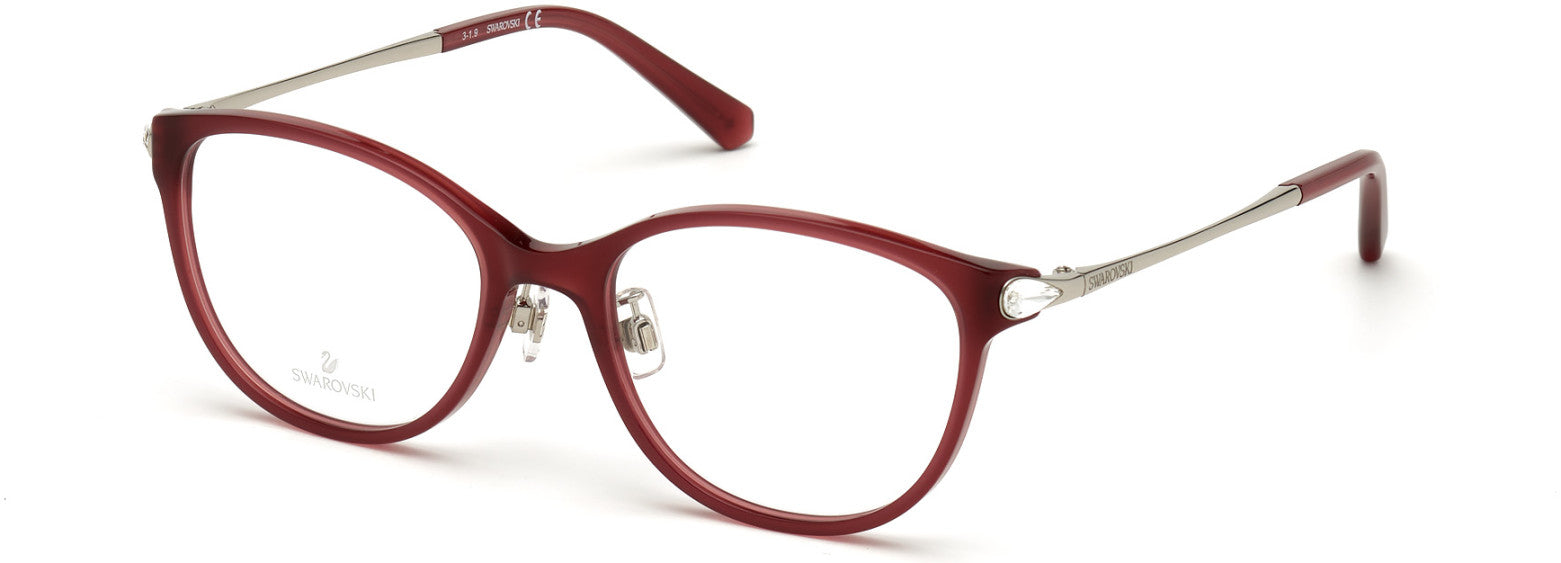 Swarovski SK5354-D Round Eyeglasses 069-069 - Shiny Bordeaux