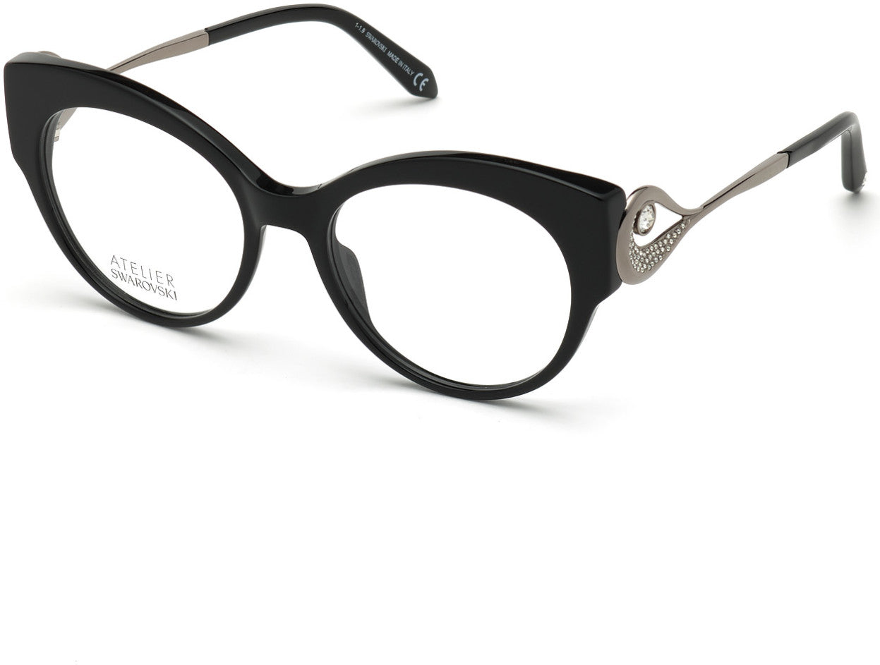 Swarovski SK5358-P Round Eyeglasses 001-001 - Shiny Black