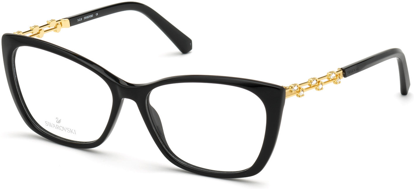 Swarovski SK5383-F Rectangular Eyeglasses 001-001 - Shiny Black