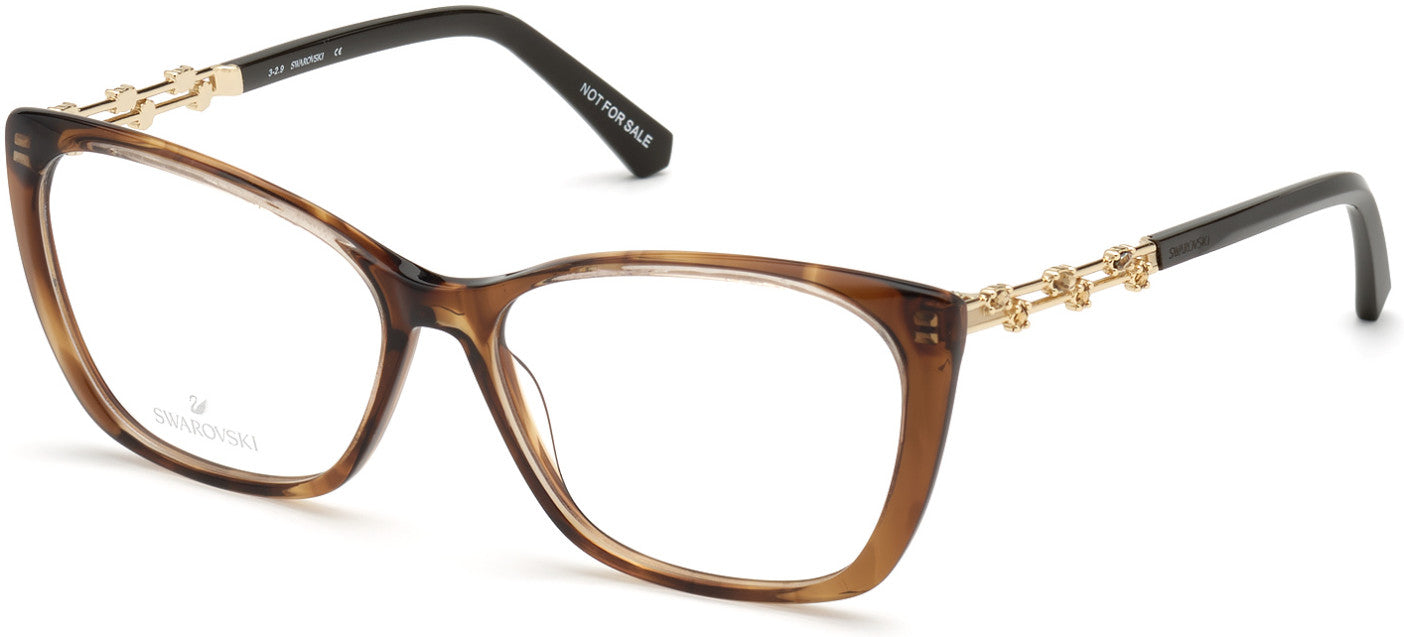 Swarovski SK5383 Rectangular Eyeglasses 047-047 - Light Brown