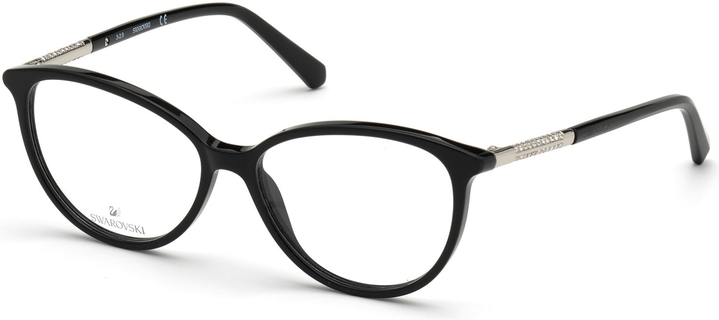 Swarovski SK5385-F Cat Eyeglasses 001-001 - Shiny Black