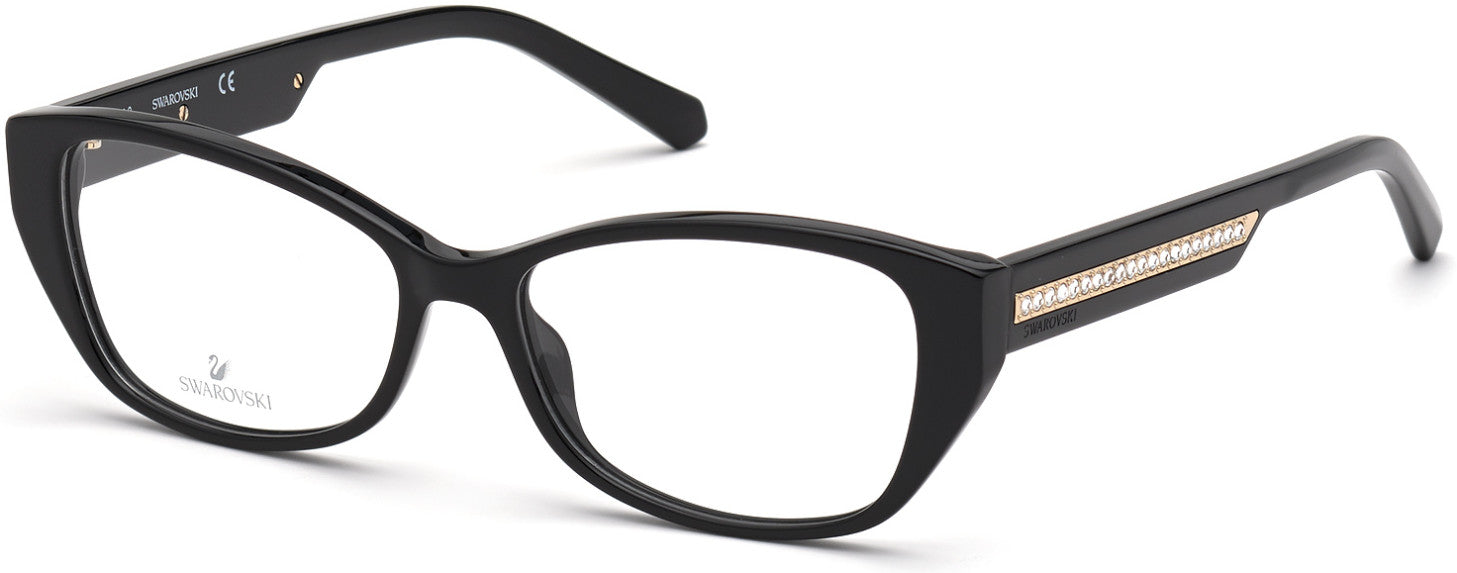 Swarovski SK5391 Rectangular Eyeglasses 001-001 - Shiny Black