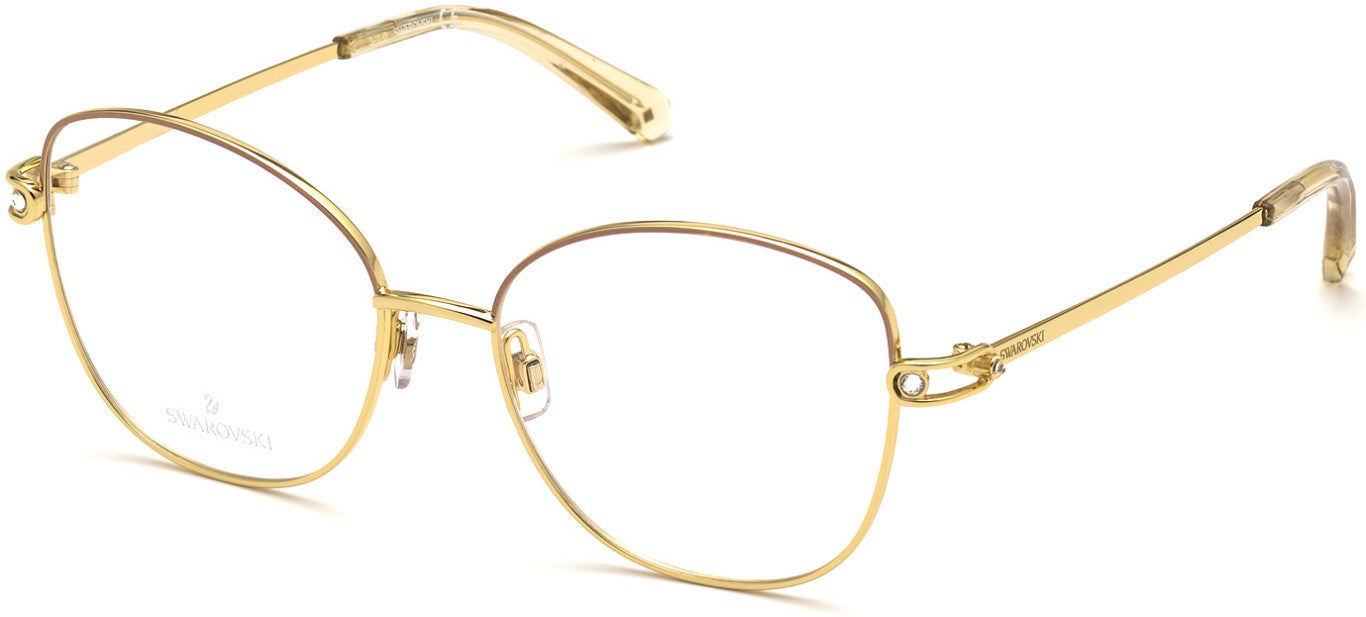 Swarovski SK5398 Butterfly Eyeglasses 030-030 - Shiny Deep Gold