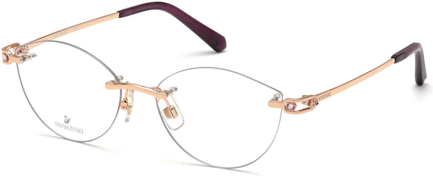 Swarovski SK5399 Geometric Eyeglasses 028-028 - Shiny Rose Gold