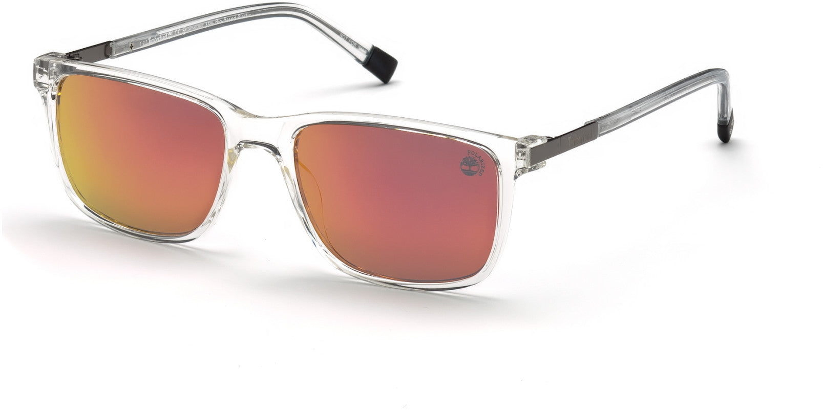 Timberland TB9152 Rectangular Sunglasses 26D-26D - Shiny Crystal Frame, Shiny Crystal Temple Tips / Red Mirror  Lenses