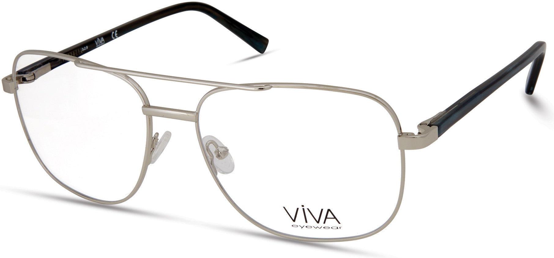 Viva VV4042 Navigator Eyeglasses 010-010 - Shiny Light Nickeltin