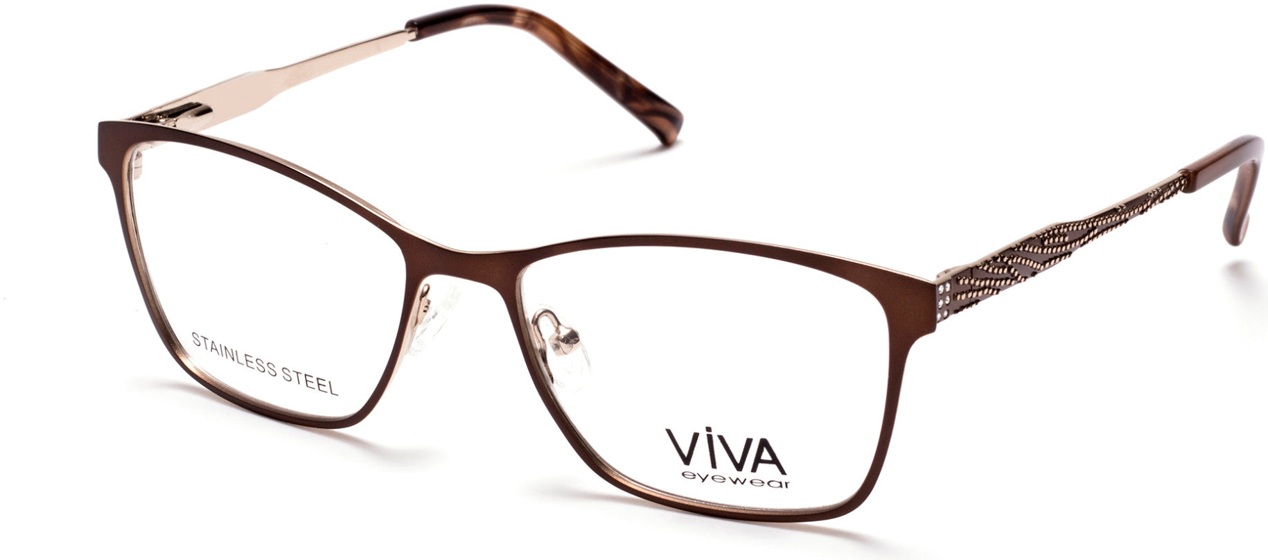 Viva VV4514 Geometric Eyeglasses 047-047 - Light Brown