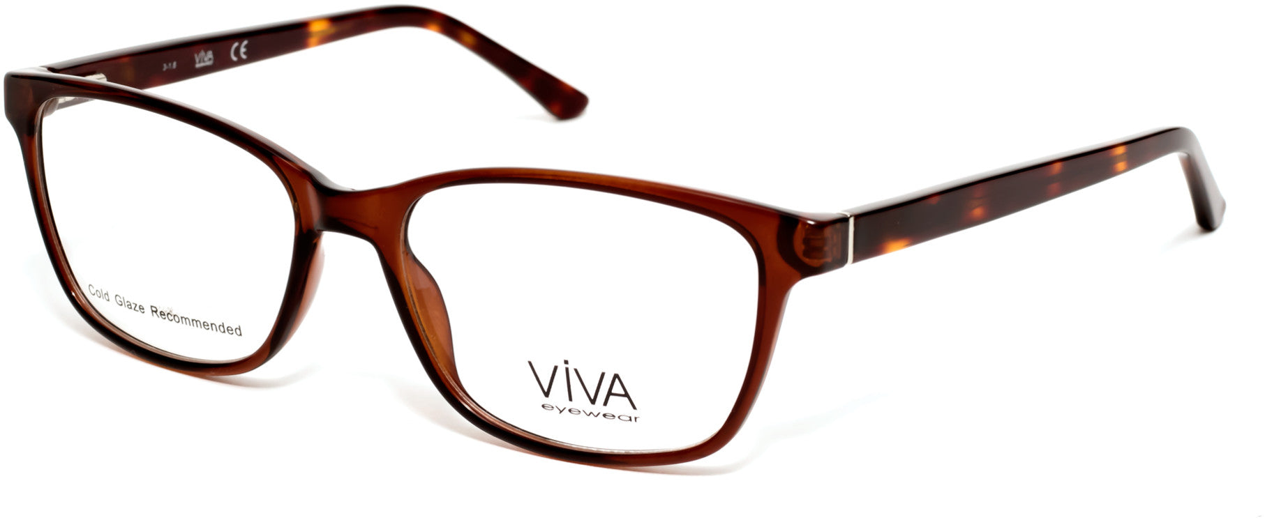 Viva VV4515 Geometric Eyeglasses 048-048 - Shiny Dark Brown