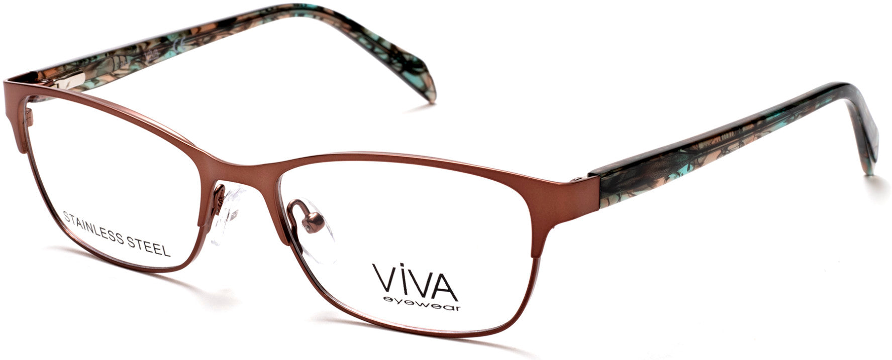 Viva VV4518 Geometric Eyeglasses 046-046 - Matte Light Brown